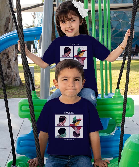 T-shirt Visi dei personaggi Hawkins STRANGER New Indastria 4 New Indastria T-shirt Visi dei personaggi Hawkins STRANGER New Indastria - immagine 4