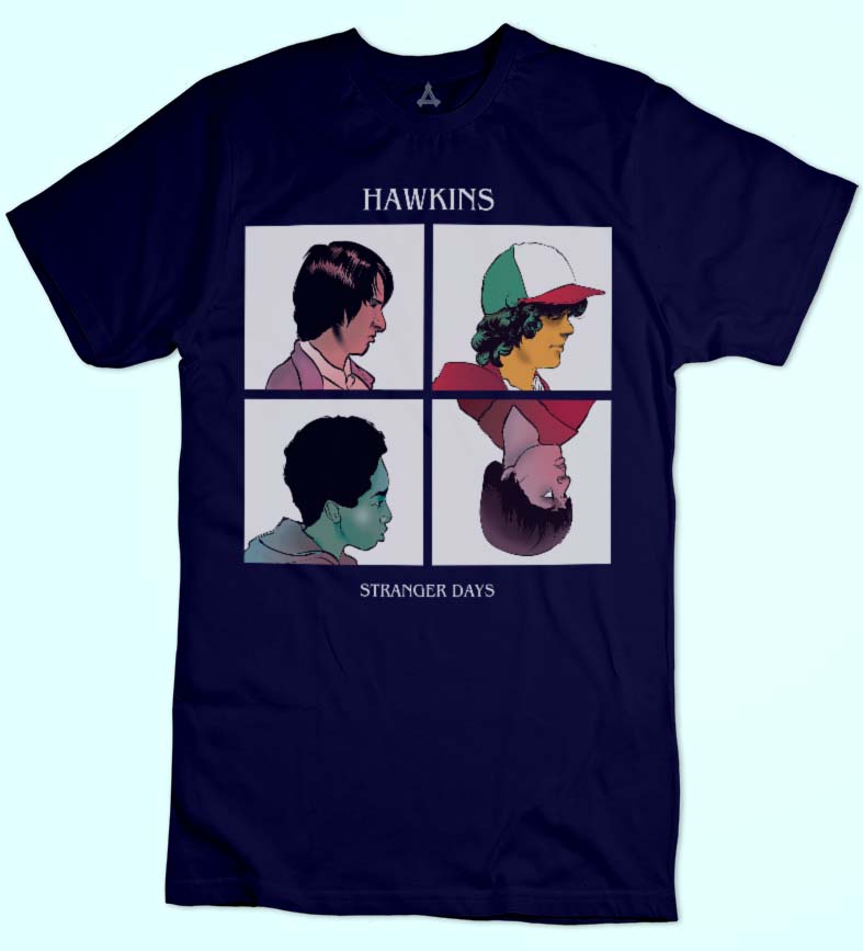T-shirt Visi dei personaggi Hawkins STRANGER New Indastria 1 New Indastria T-shirt Visi dei personaggi Hawkins STRANGER New Indastria