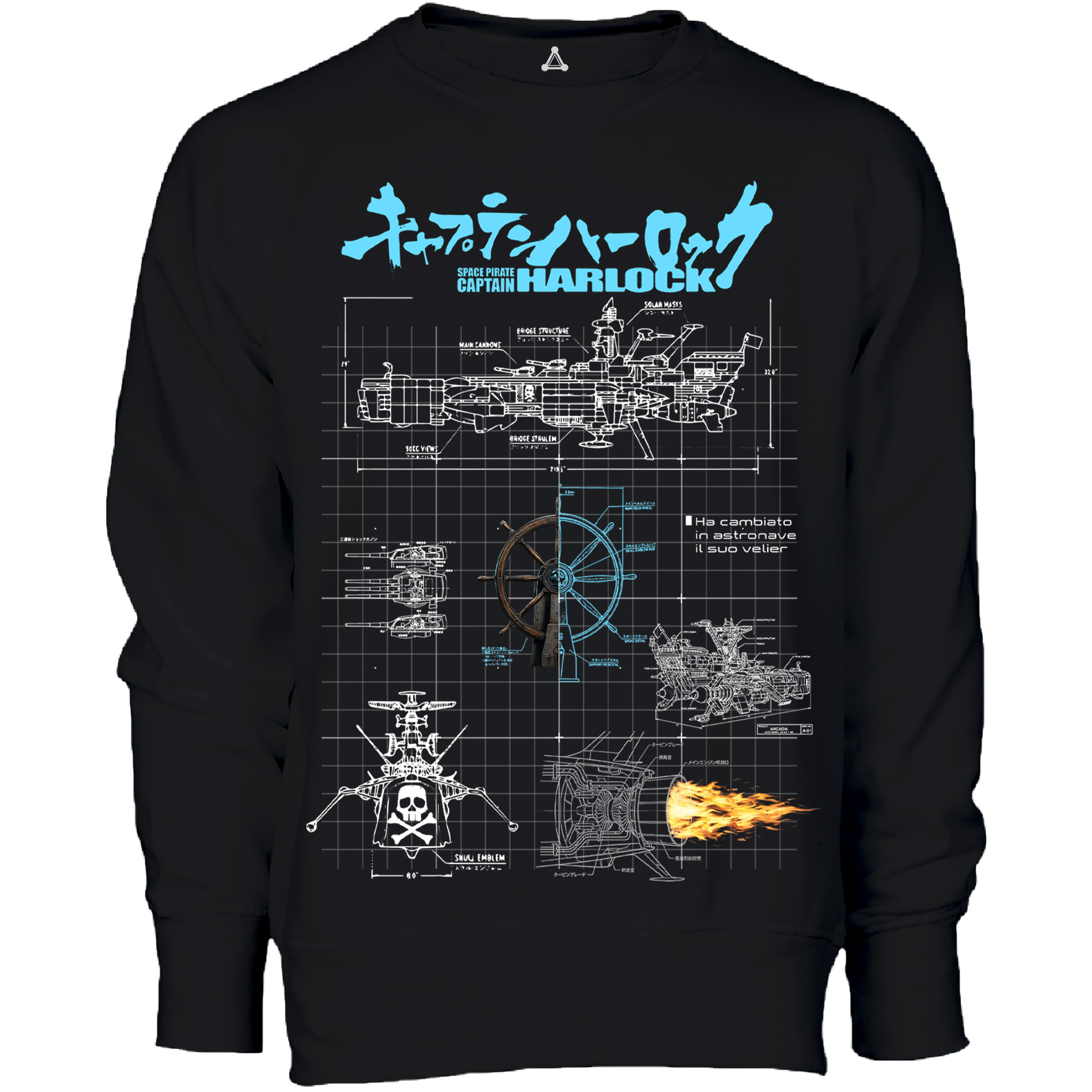Felpa Girocollo Progetto Arcadia Capitan Harlock - Robottoni New Indastria 1 New Indastria Felpa Girocollo Progetto Arcadia Capitan Harlock - Robottoni New Indastria