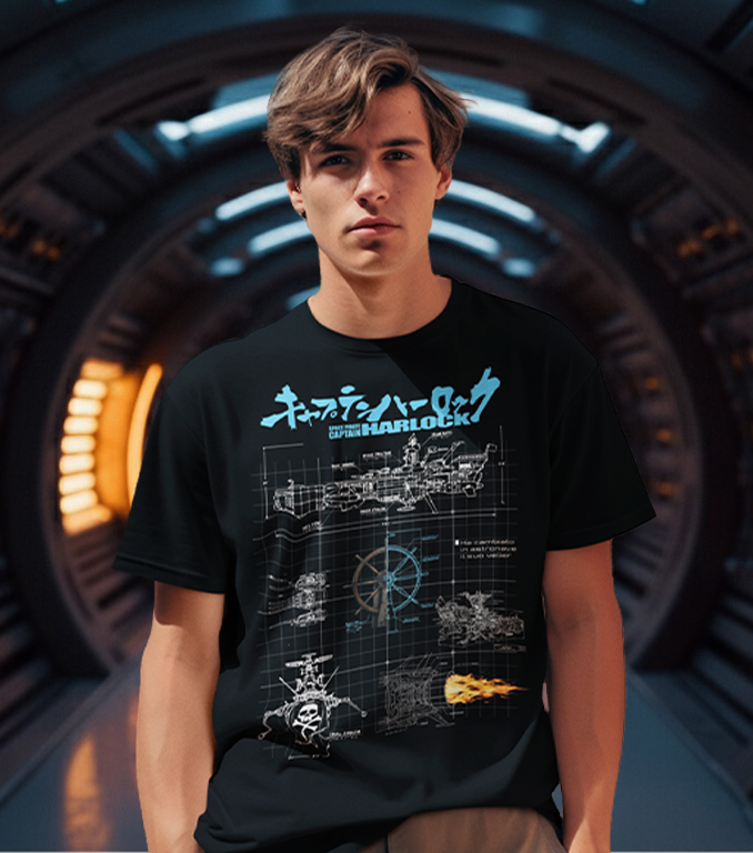 T-shirt Progetto Arcadia Capitan Harlock - Robottoni New Indastria 4 New Indastria T-shirt Progetto Arcadia Capitan Harlock - Robottoni New Indastria - immagine 4