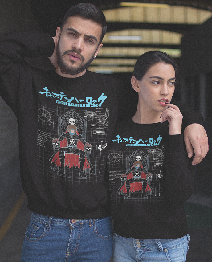 Felpa Girocollo Progetto Capitan Harlock Trono - Robottoni New Indastria 2 New Indastria Felpa Girocollo Progetto Capitan Harlock Trono - Robottoni New Indastria - immagine 2