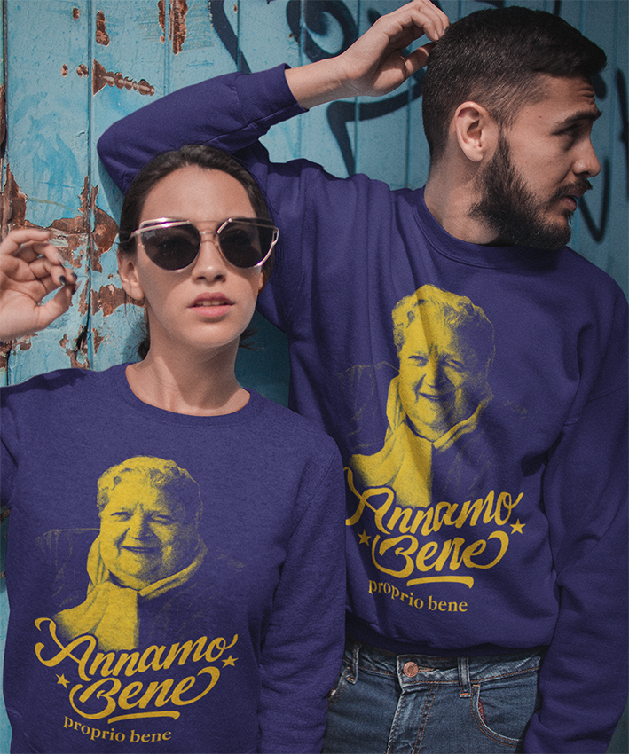 Felpa Girocollo Annamo Bene Sora Lella New Indastria 2 New Indastria Felpa Girocollo Annamo Bene Sora Lella New Indastria - immagine 2