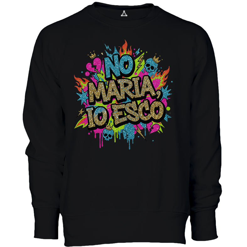Felpa girocollo No Maria, io esco-Trash New Indastria 1 New Indastria Felpa girocollo No Maria, io esco-Trash New Indastria