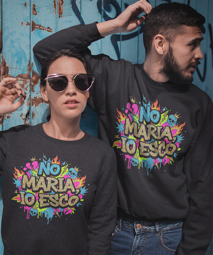 Felpa girocollo No Maria, io esco-Trash New Indastria 2 New Indastria Felpa girocollo No Maria, io esco-Trash New Indastria - immagine 2