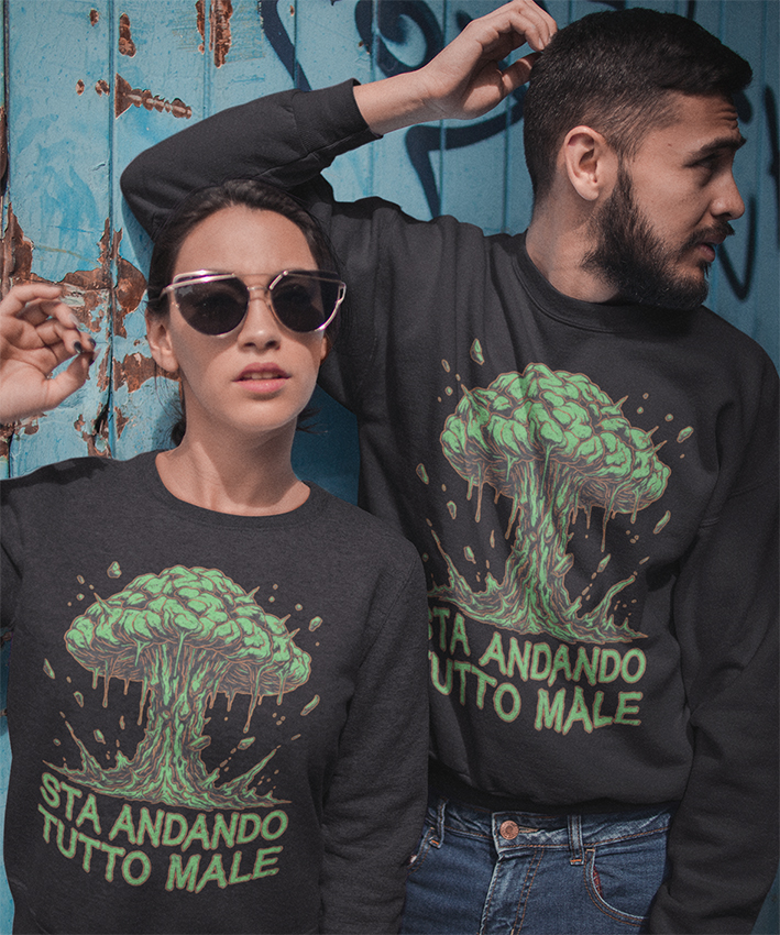 Felpa girocollo Sta andando tutto male-Trash New Indastria 2 New Indastria Felpa girocollo Sta andando tutto male-Trash New Indastria - immagine 2