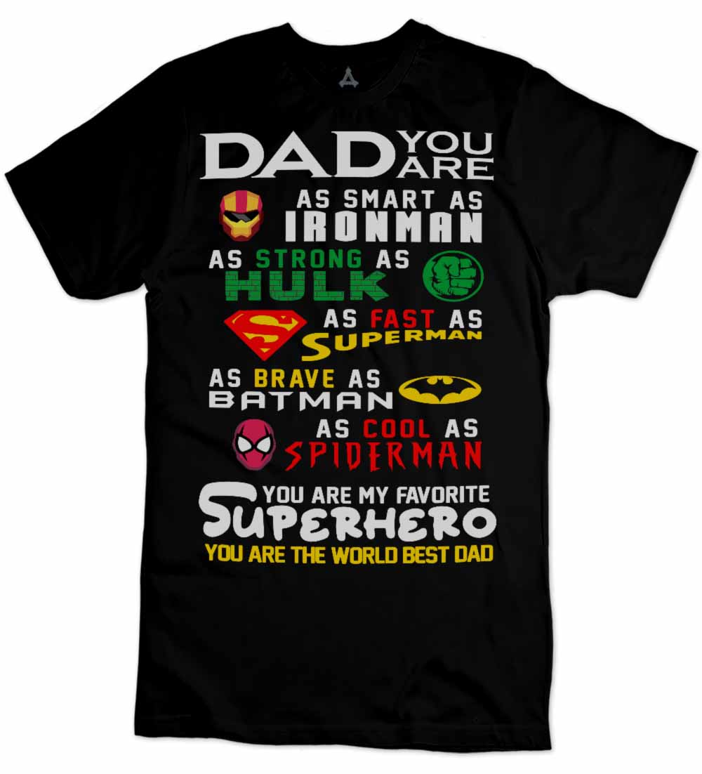 T-shirt Papà Iron man Hulk Superman Batman Spiderman - New Indastria 1 New Indastria T-shirt Papà Iron man Hulk Superman Batman Spiderman