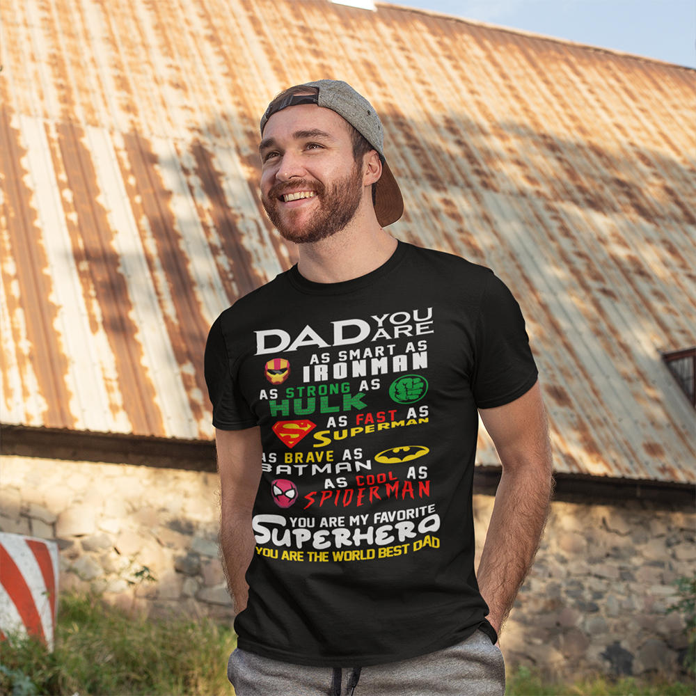 T-shirt Papà Iron man Hulk Superman Batman Spiderman - New Indastria 2 New Indastria T-shirt Papà Iron man Hulk Superman Batman Spiderman