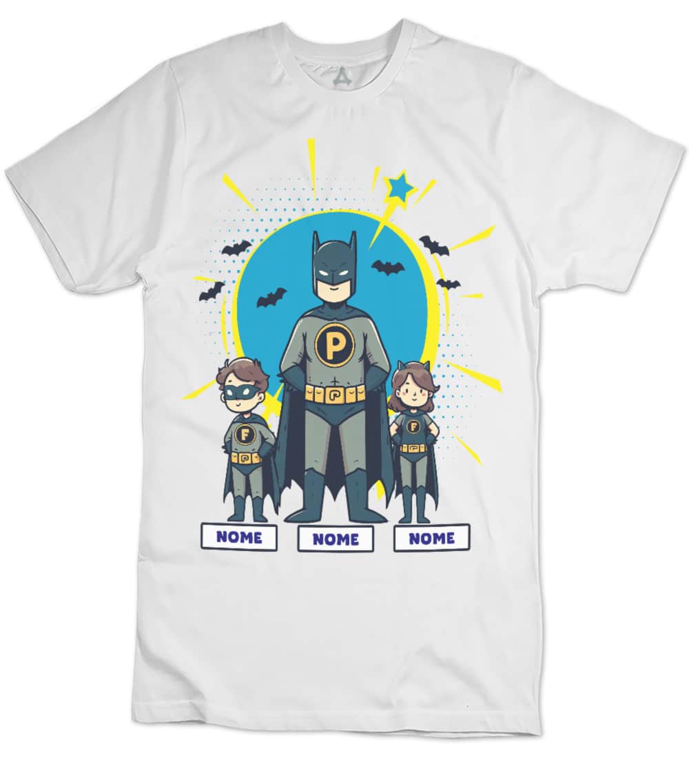 T-shirt Batman personalizzabile nomi Papà con figli - Newindastria 1 New Indastria Maglietta papà Batman