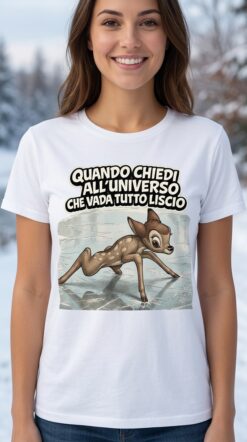 T-shirt Bambi Quando Chiedi all'Universo New Indastria 3 New Indastria IND 0355 BAMBI QUANDO CHIEDI ALLUNIVERSO W