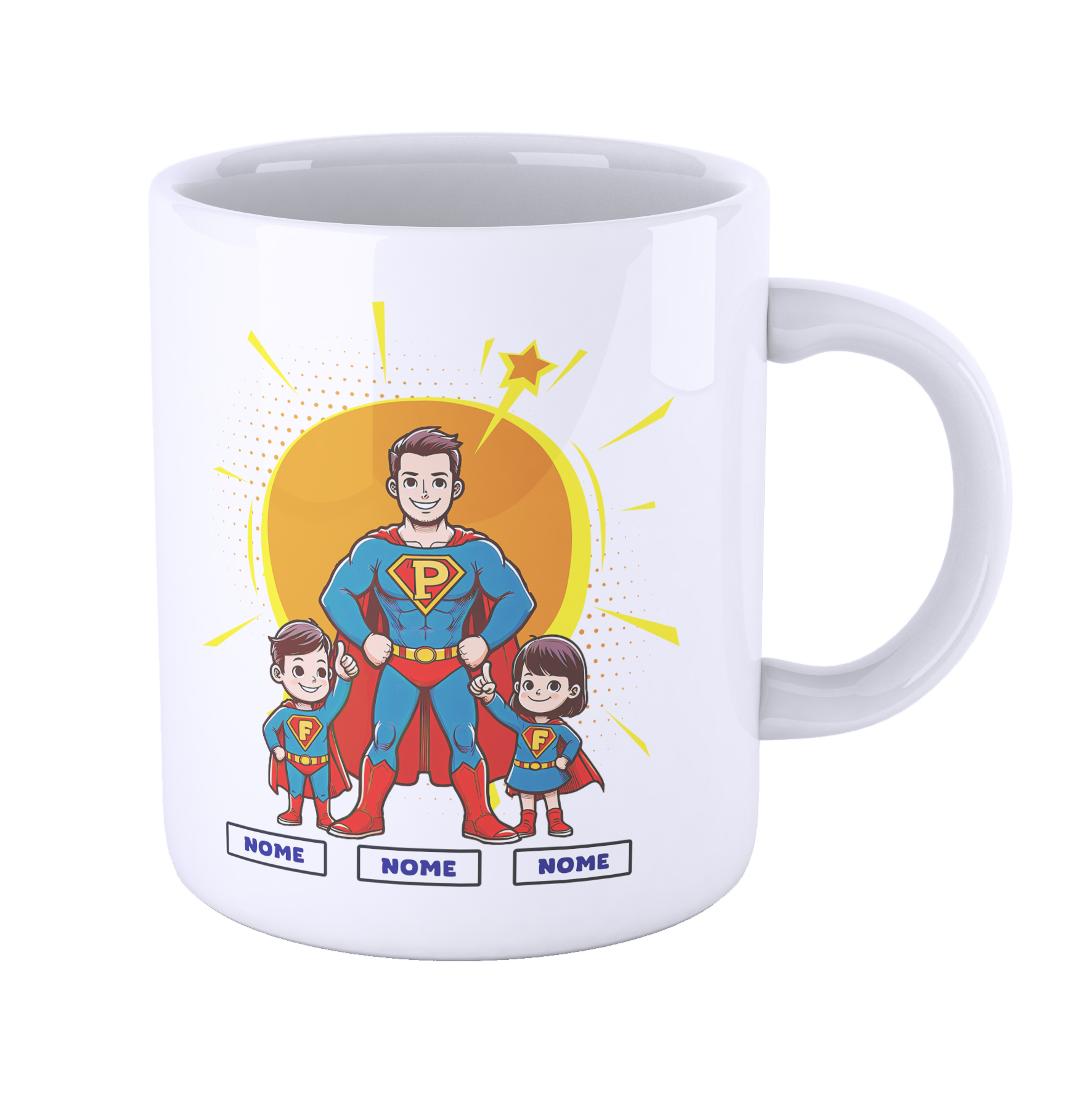 Tazza Superman personalizzabile nomi Papà con figli - Newindastria 1 New Indastria Tazza Superman Papà