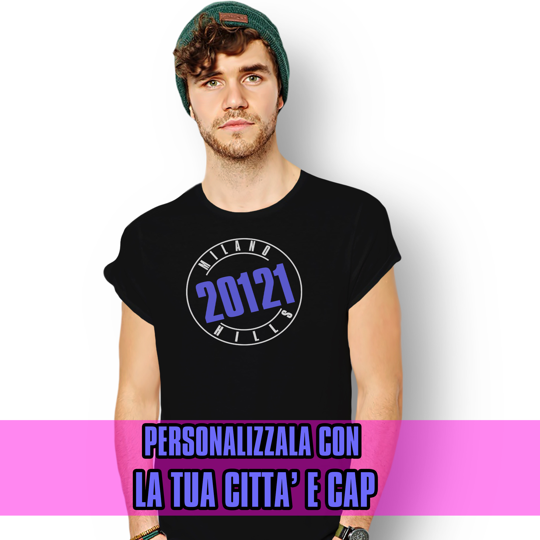 T-shirt Personalizza la Tua Città e CAP con il Logo Beverly Hills 90210 New Indastria 2 New Indastria Maglietta personalizzabile con città e CAP BEVERLY HILLS 90210