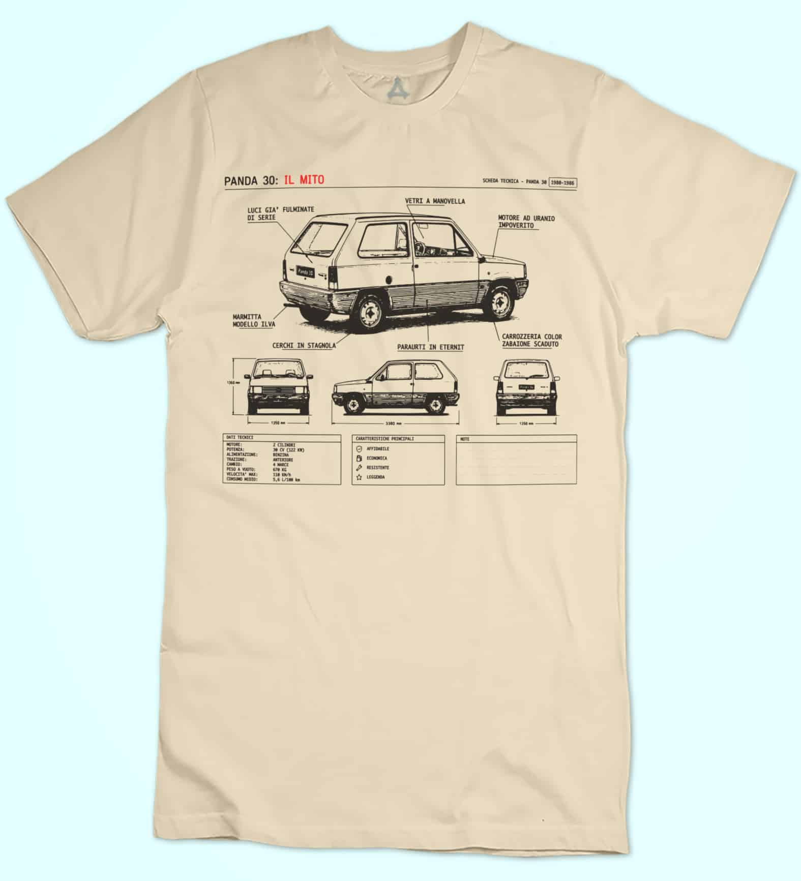 Home 23 New Indastria T-shirt Fiat Panda Scheda Tecnica New Indastria