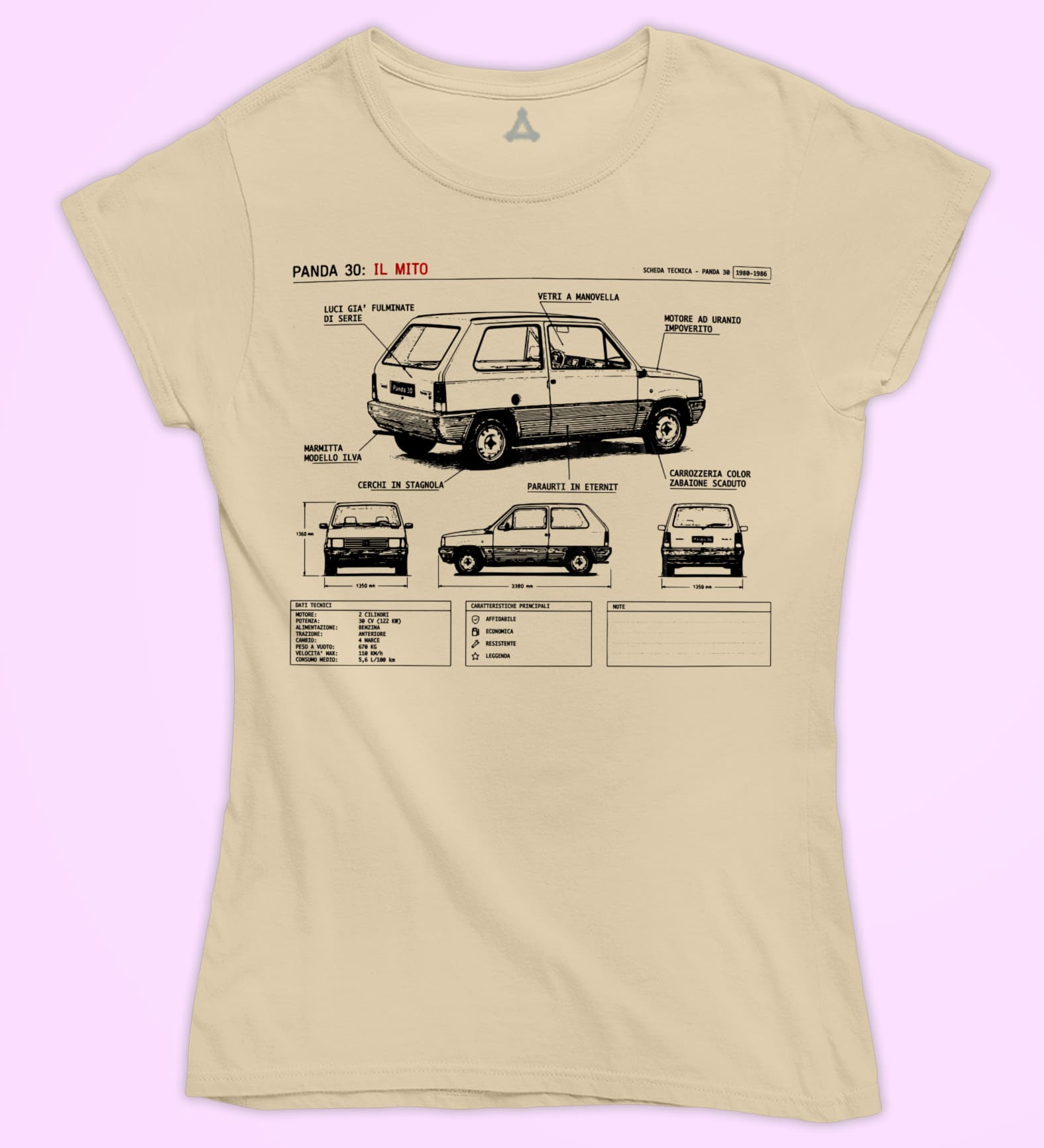 Alternative view of T-shirt Fiat Panda Scheda Tecnica New Indastria