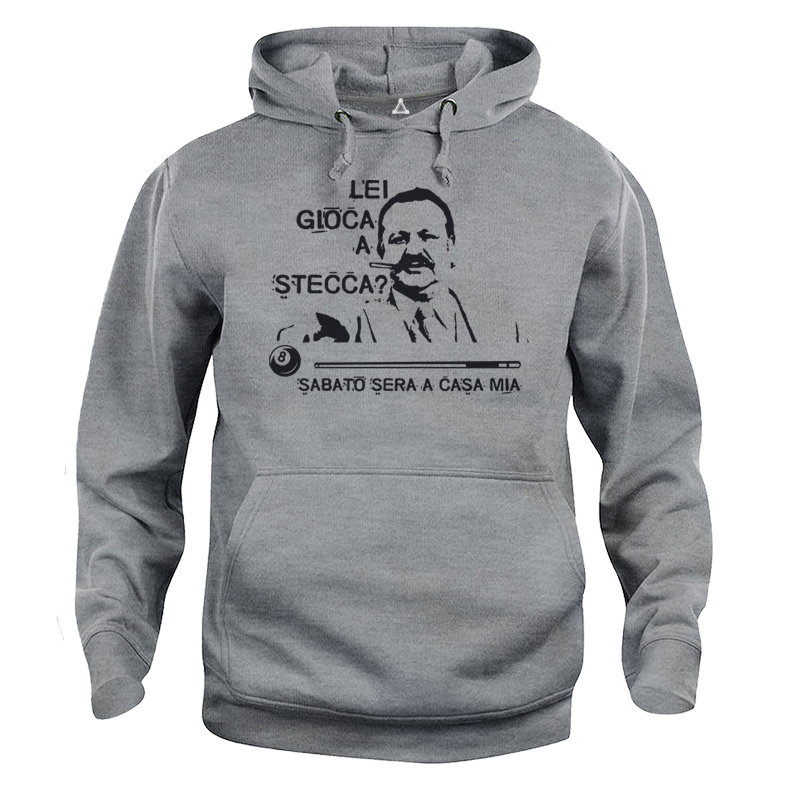 Felpa Cappuccio Lei gioca a stecca Biliardo Fantozzi New Indastria