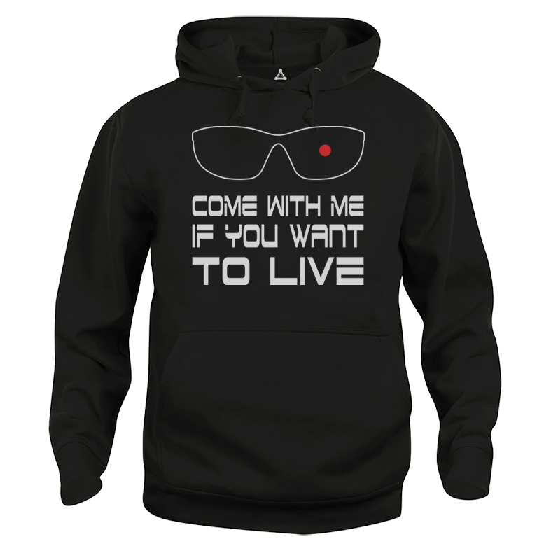 Felpa Cappuccio Terminator occhiali Come with me to live New Indastria