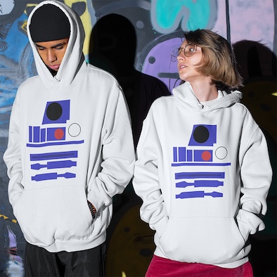 Alternative view of Felpa Cappuccio R2D2 minimal star wars New Indastria