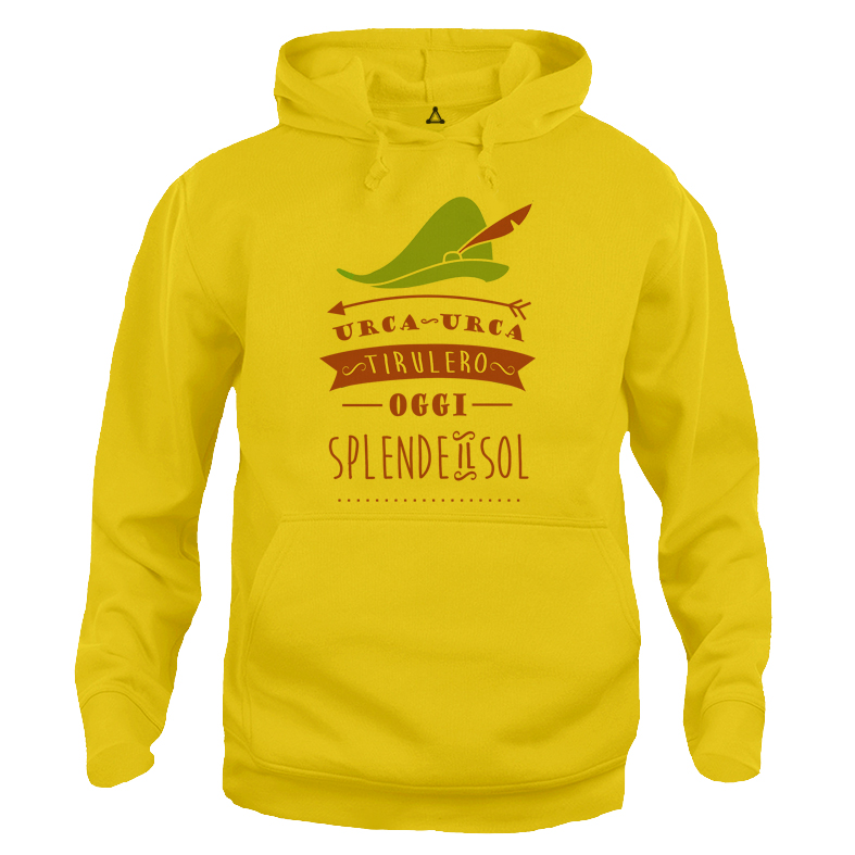 Felpa Cappuccio Urca urca tirulero oggi splende il sol Robin Hood New Indastria