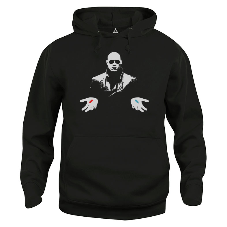 Felpa Cappuccio Morpheus Matrix pillola rossa pillola blu New Indastria