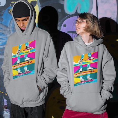 Alternative view of Felpa Cappuccio Ritorno al futuro scarpe e skate di Marty McFly New Indastria