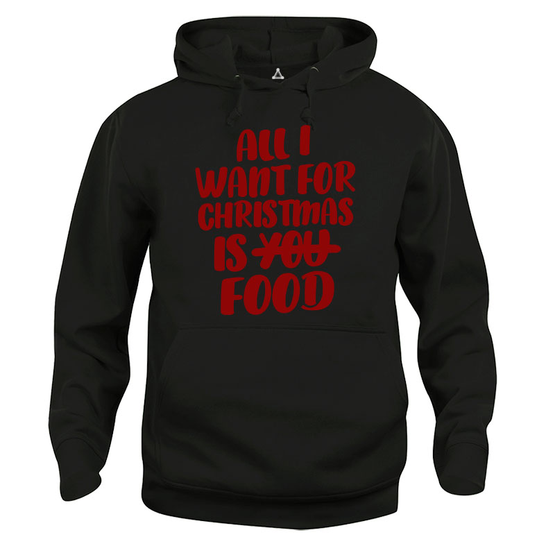 Felpa Cappuccio All I want for Christmas is Food Mariah New Indastria